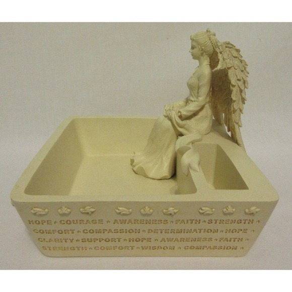 Angel Of Hope Desk Table Top Accessory Pencil Notepad Holder Office Heavy Resin - Picture 4 of 9
